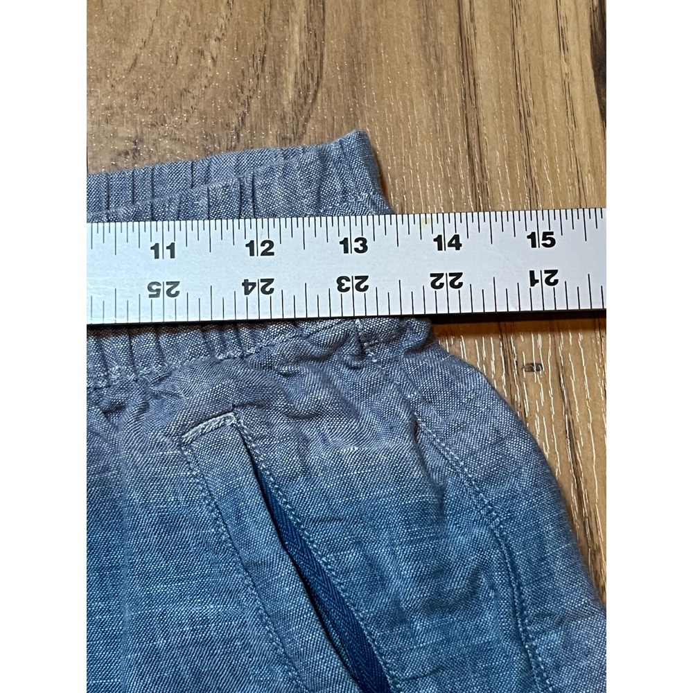 Athleta Linen Pants Women Size 0 Blue Wide Leg Elastic Waist Drawstring Pull On - Picture 10 of 12